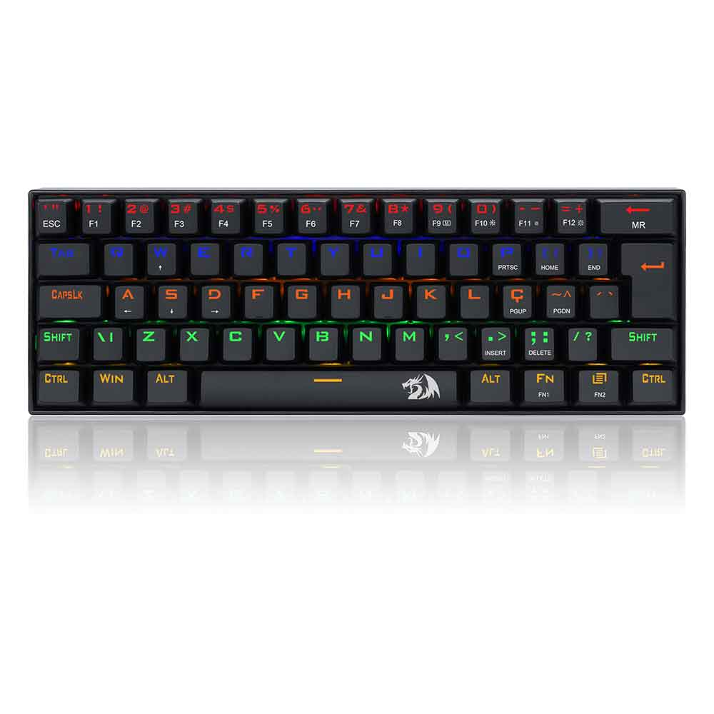 Imagem de TECLADO GAMER MECANICO LAKSHMI RAINBOW PRETO SWITCH VERMELHO K606R (PT-RED)
