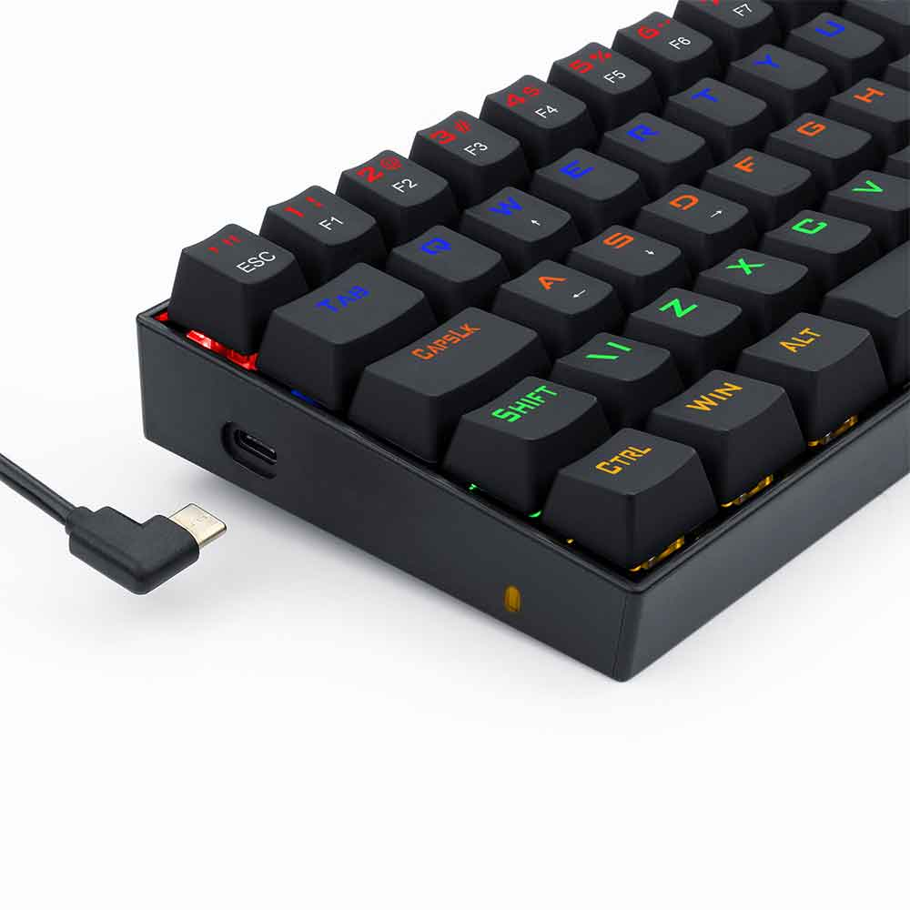 Imagem de TECLADO GAMER MECANICO LAKSHMI RAINBOW PRETO SWITCH VERMELHO K606R (PT-RED)