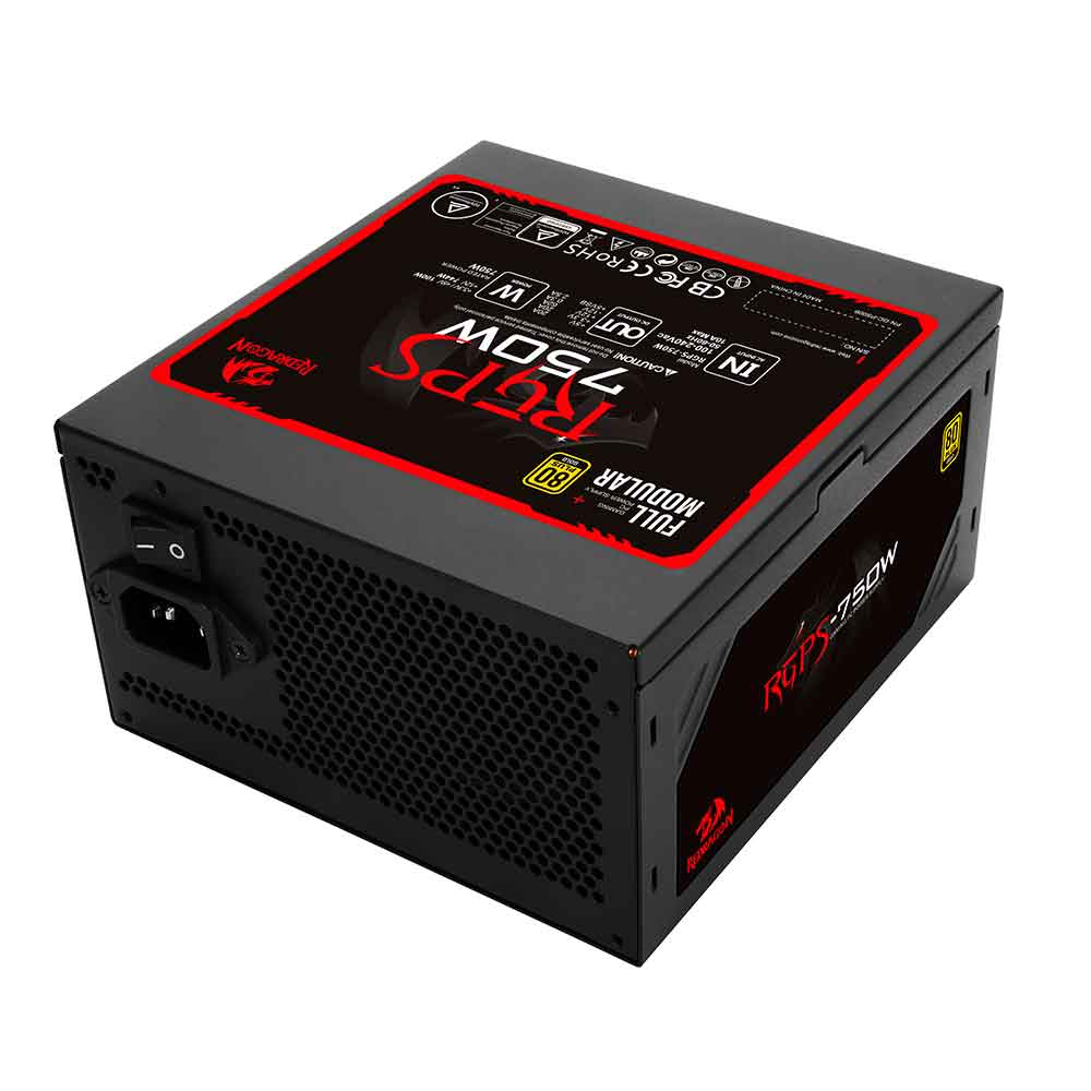 Imagem de FONTE GAMER REDRAGON 750 WATTS FULL MODULAR 80 PLUS GOLD 120 X 120 X 25 MM
