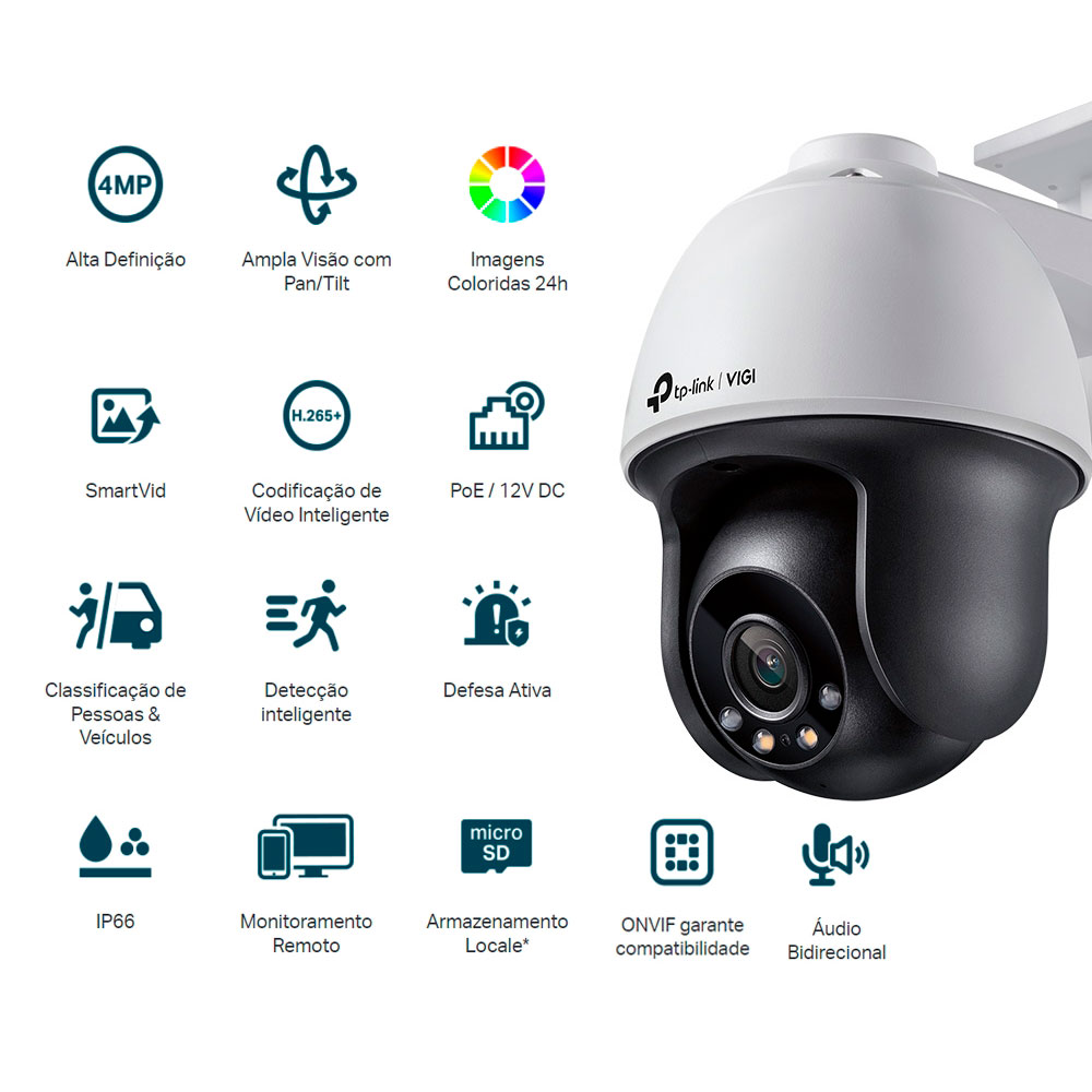 Imagem de CAMERA IP EXTERNA BULLET 4MP VIGI C340(2.8MM) COLORIDA IA POE TPLINK TPN0407